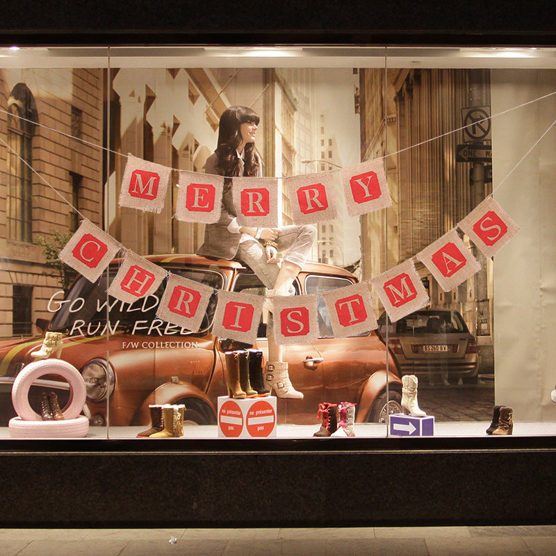 Feliz Navidad Bandera De Arpillera Estandarte De Navidad Decoración De Estandarte De Navidad