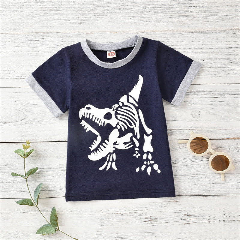 Vêtements d'été pour enfants dinosaures à manches courtes