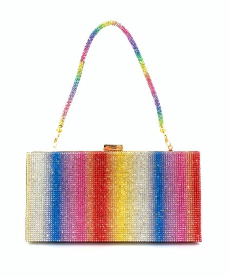 Sac à main de dîner pour femmes, sac arc-en-ciel en diamant chaud