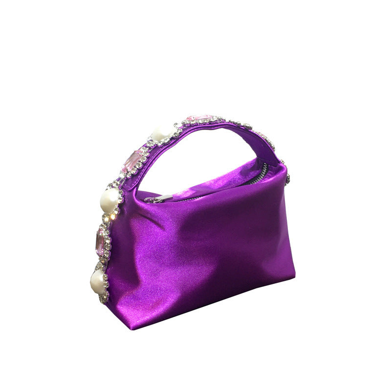 Sac de dîner en perles de strass et de fleurs, pochette en soie et diamants