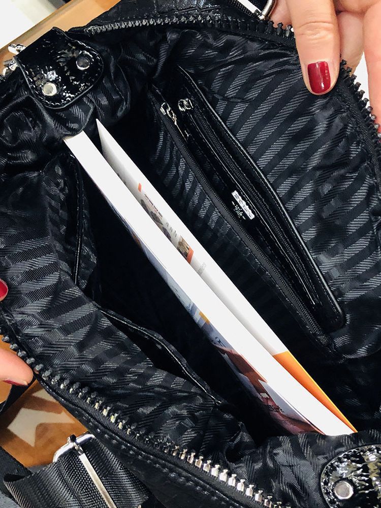 Sac à bandoulière de grande capacité de couleur contrastée pied-de-poule pour femme