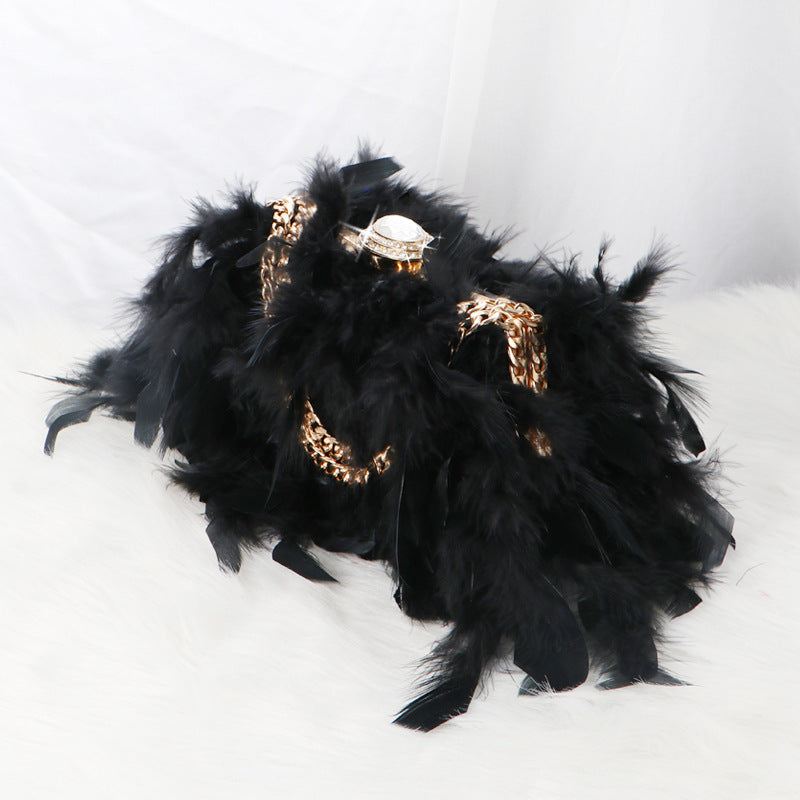 Sac messager de soirée en chaîne incrusté de strass Dinner