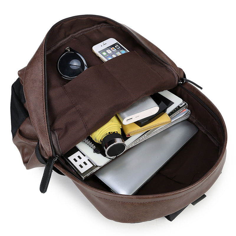 New men's travel bag fashion backpack pu shoulder bag men's casual sports backpack