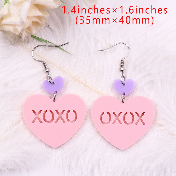 Mode amour lettre saint valentin cadeau mignon acrylique boucles d'oreilles bijoux