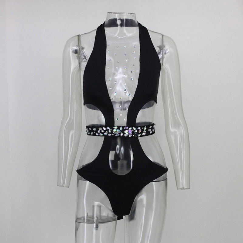 Sexy femmes une pièce maillots de bain ensembles de plage à lacets maille Patchwork Monokini maillots de bain taille haute string maillots de bain ensembles