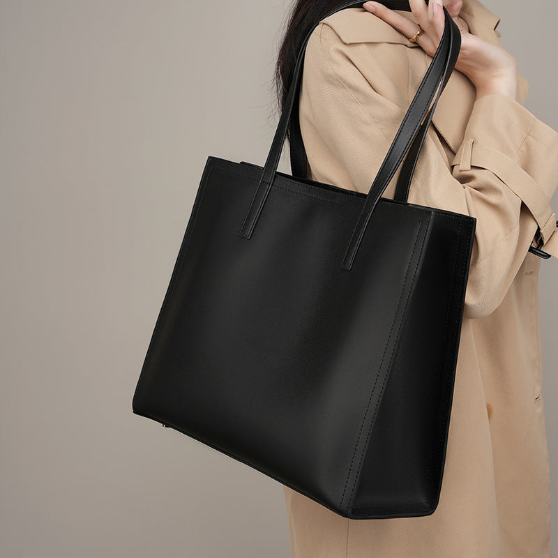 Porte-documents grande capacité en cuir pour femme