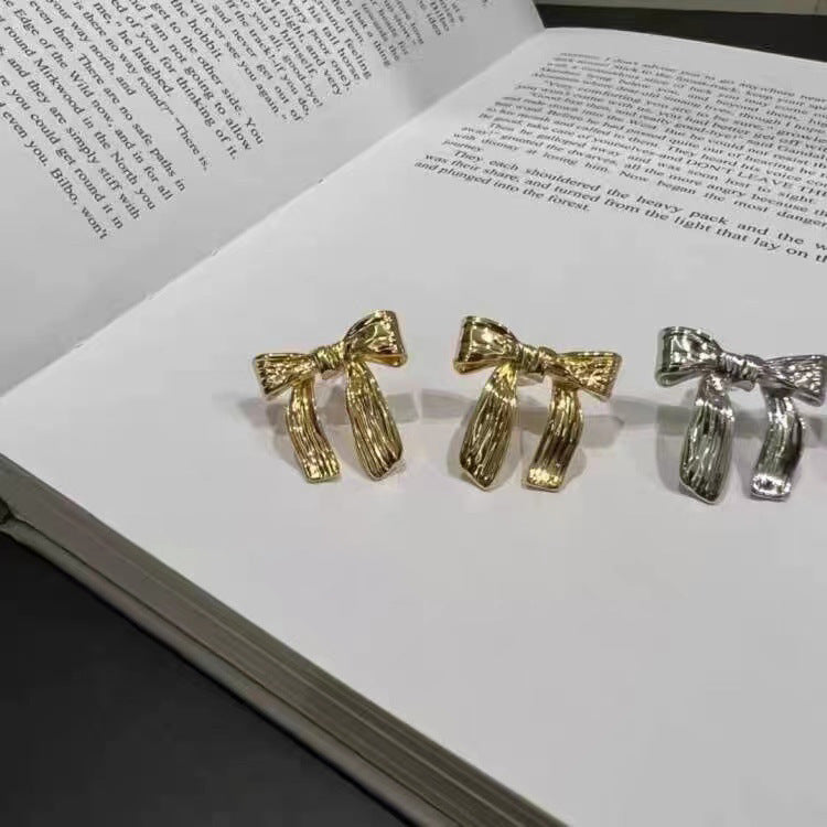 Metal Bow Niche Normcore Bag Earrings