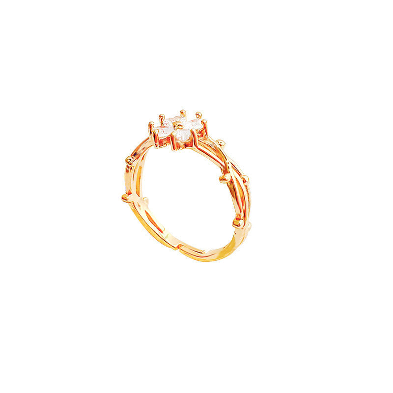 Fashion Jewelry Zircon Flower Ring Female Niche Design