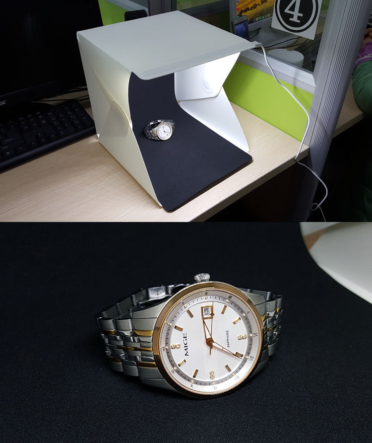 Mini LED plegable estudio luz suave lámpara de foto pequeña caja de fotos portátil