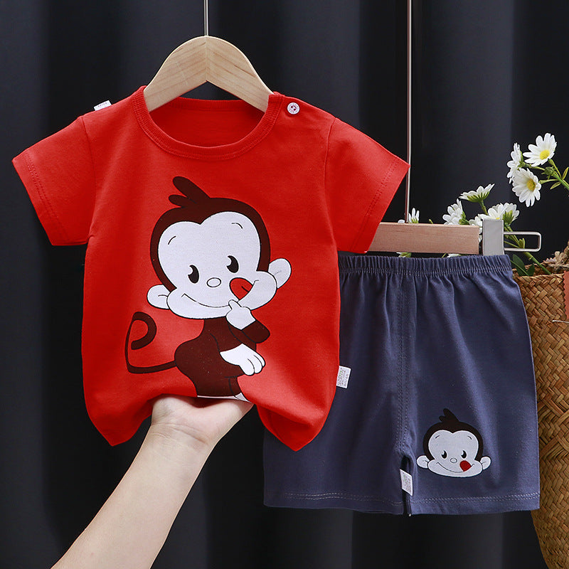 Costume à manches courtes pour enfants, T-shirt en coton, vêtements pour bébés