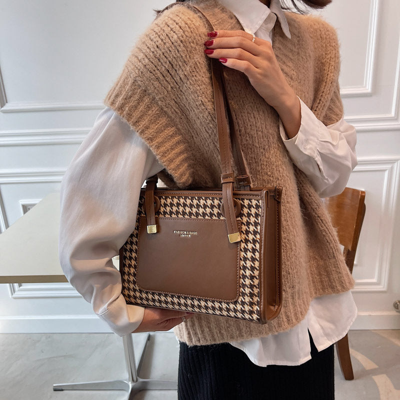 Sac de banlieue à carreaux de grande capacité pour femmes