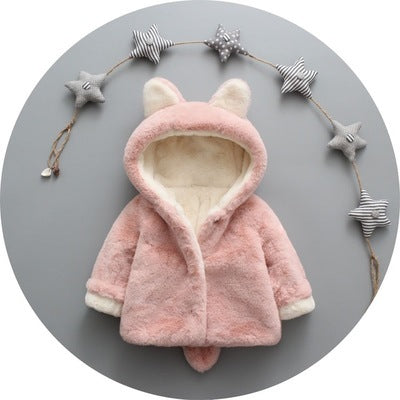 Automne et hiver nouveaux vêtements pour enfants plus veste pour enfants épaississant en velours petits cheveux de lapin version coréenne du pull une génération