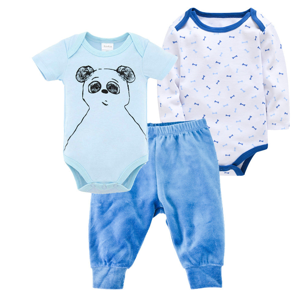 Conjunto de niños de ropa de bebé recién nacido coreano de color sólido