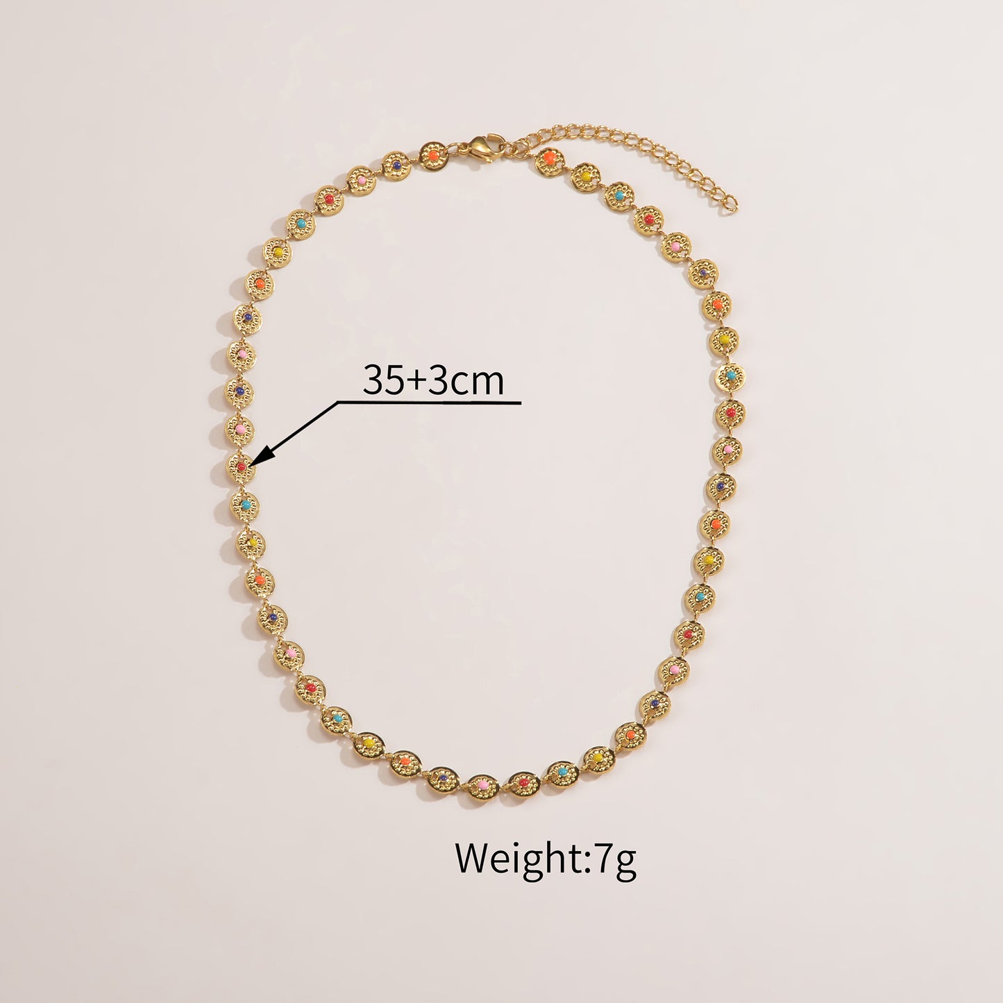 Collar de cadena con costura de tarjeta redonda, corazón de aceite Fengcai Simple, Partysu japonés y coreano