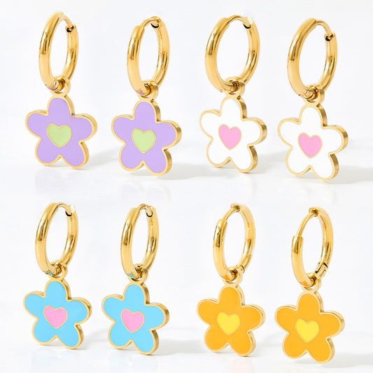 Boucles d'oreilles collier huile colorée en alliage pour femmes