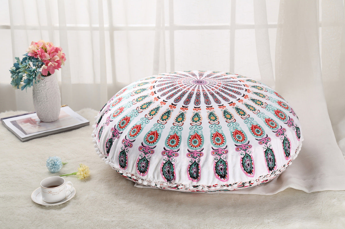 Oreillers de sol Mandala colorés, Ottoman rond, coussin de méditation bohème, Pouf