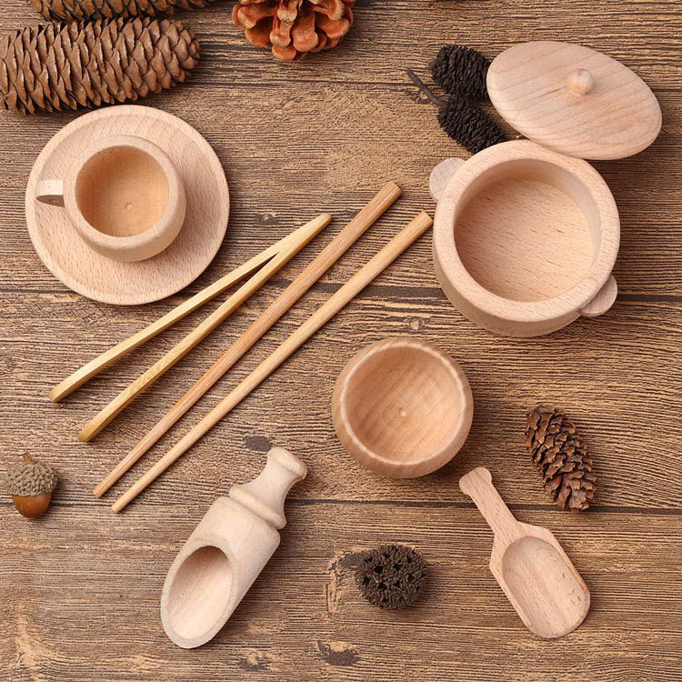 Ensemble de couverts en bois sensoriels Montessori pour enfants
