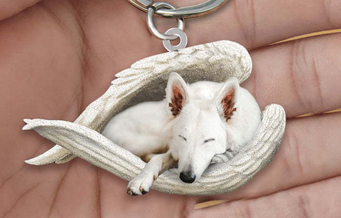 New Unique Dogs And Cats Sleeping Angel Pendant Car Key Ring