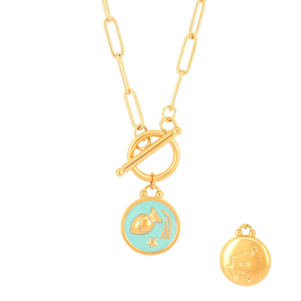 Blue 12 Twelve Constellations Necklace Constellation Clavicle