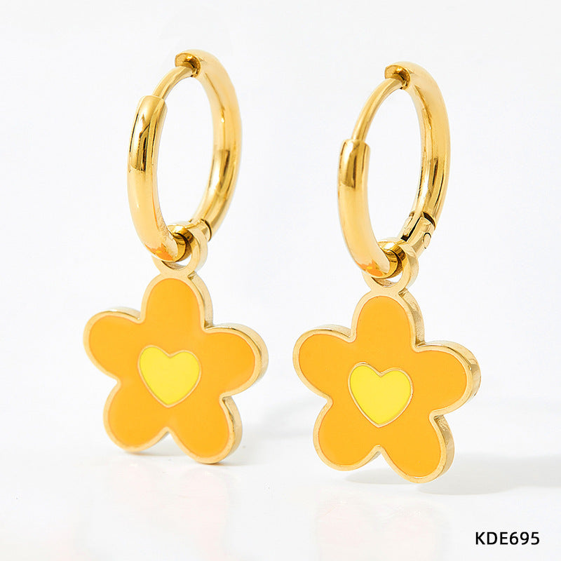 Boucles d'oreilles collier huile colorée en alliage pour femmes