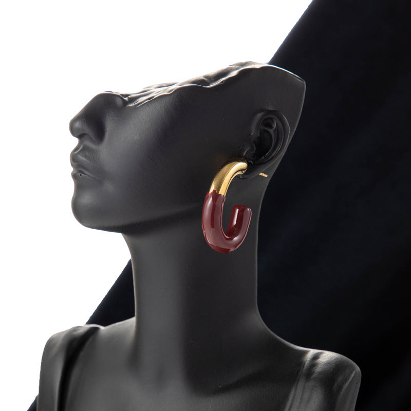 Boucles d'oreilles en acier inoxydable simples et à la mode pour femmes