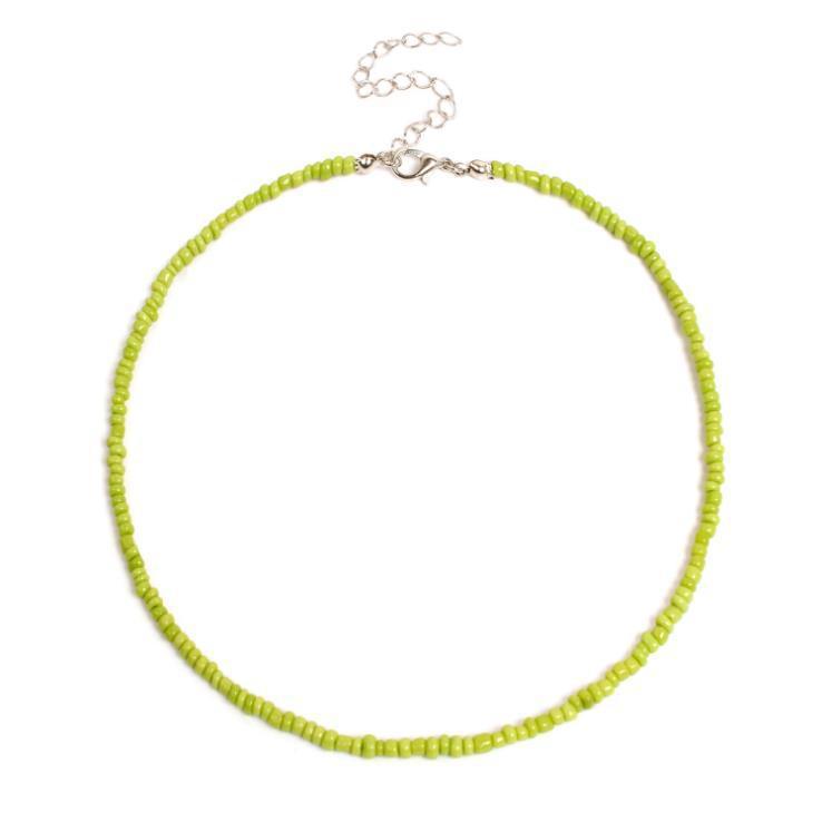 Collier pour femme en perles de verre blanc naturel, doux et simple