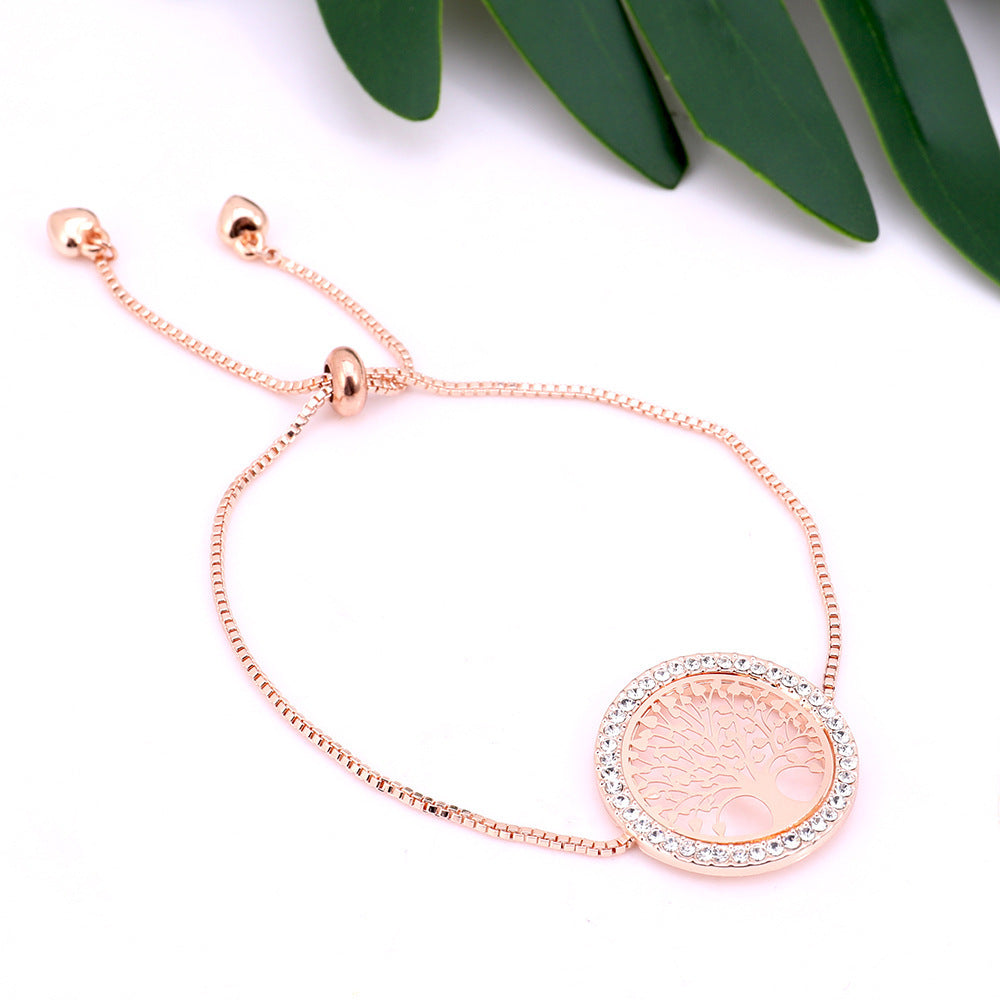 Nueva pulsera de árbol de la suerte creativa de metal dorado