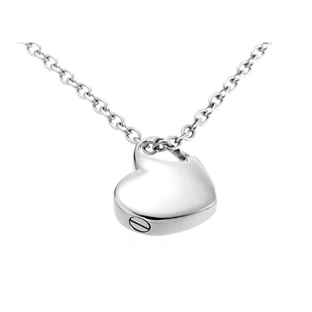 Collier commémoratif avec pendentif en forme de cœur en acier inoxydable