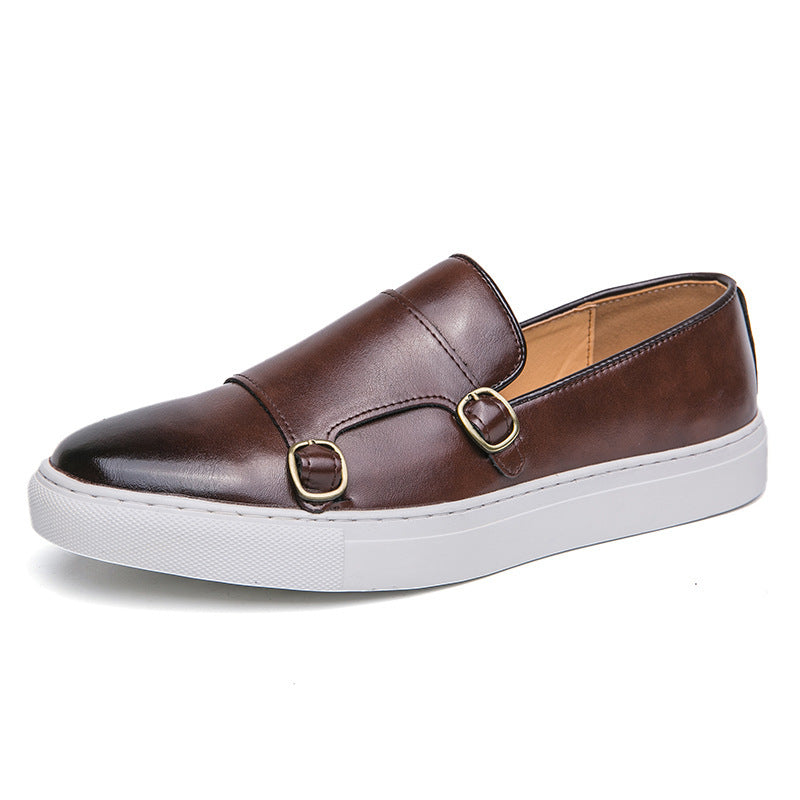 Zapatos casuales de cuero con doble hebilla de moda para hombres