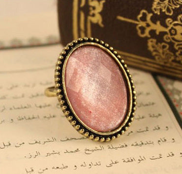 Vintage Oval Flower Gemstone Ring For Women