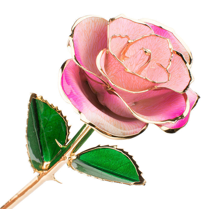Fleur rose plaquée or 24 carats avec un coffret cadeau, cadeau de la Saint-Valentin
