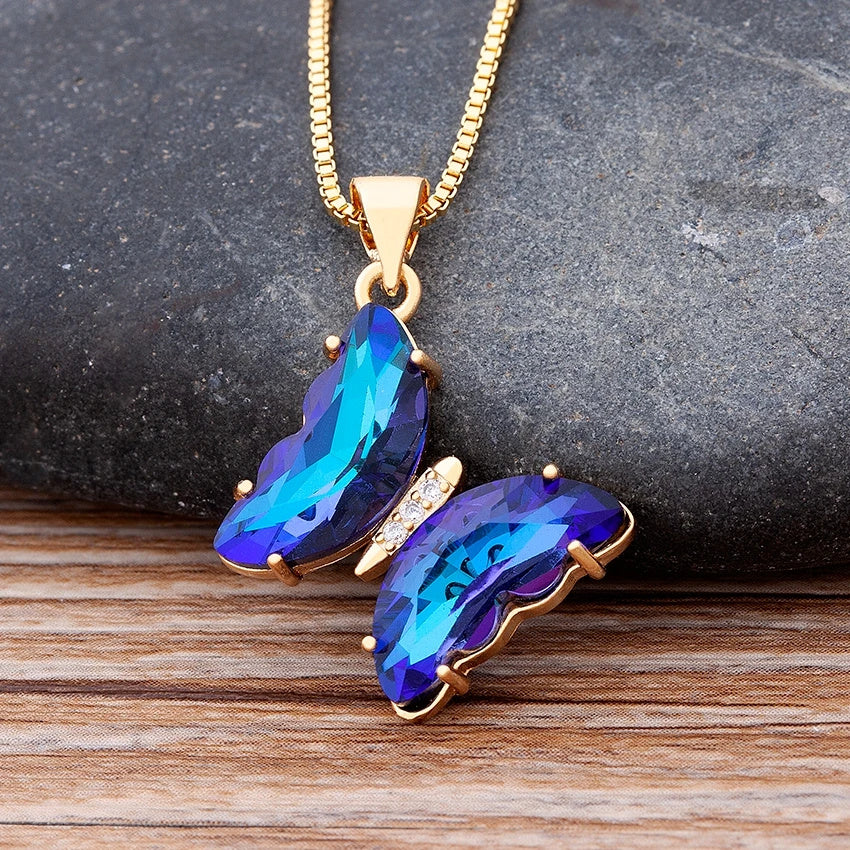 Pendentif en cristal de zirconium couleur cerf oreilles de lapin papillon