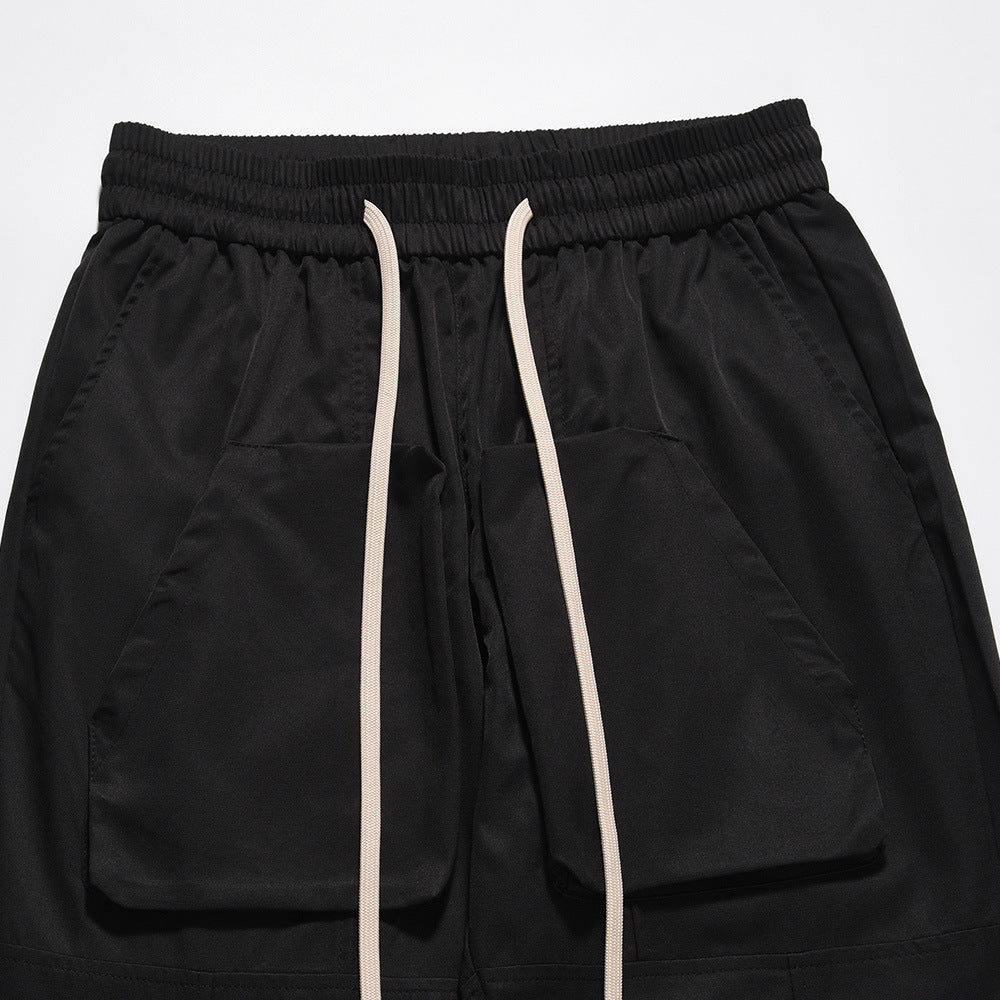 Men's Solid Color Loose Elastic-waist Straight-leg Pants