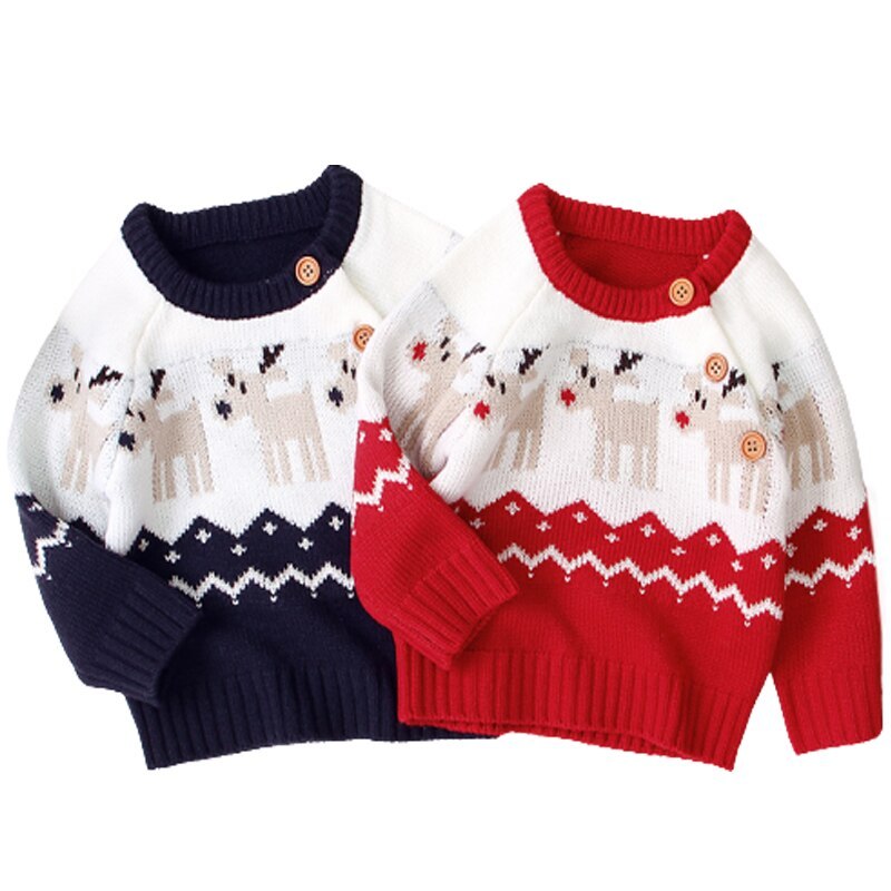 Pull d'élan de noël tricoté pour garçons et filles 