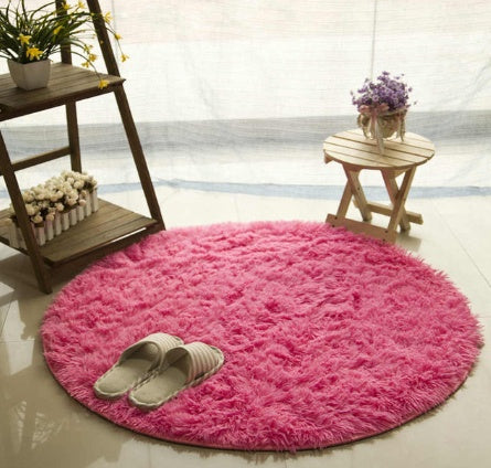 Tapis rond moelleux en fausse fourrure pour décoration de salon, Long tapis en peluche pour chambre d'enfants, tapis moderne à poils longs