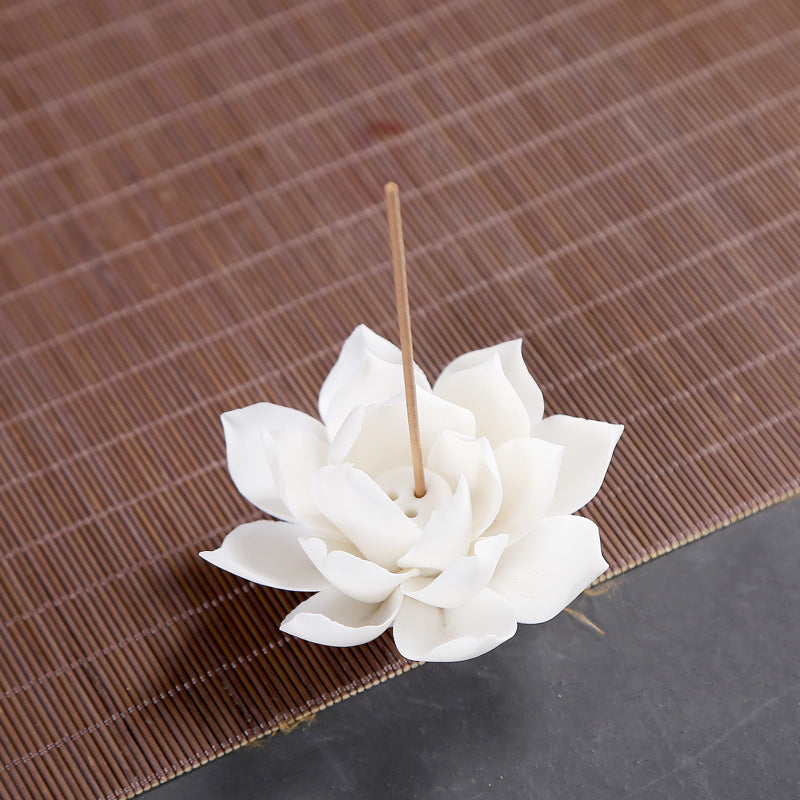 Brûleur d'encens en porcelaine blanche brûleur d'encens lotus