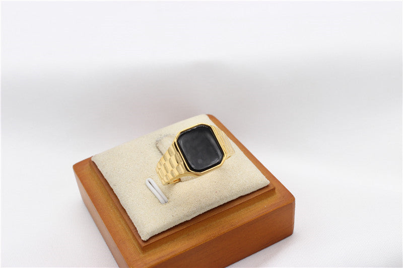 Fashion Simple Men's Gem Titanium Steel Ring