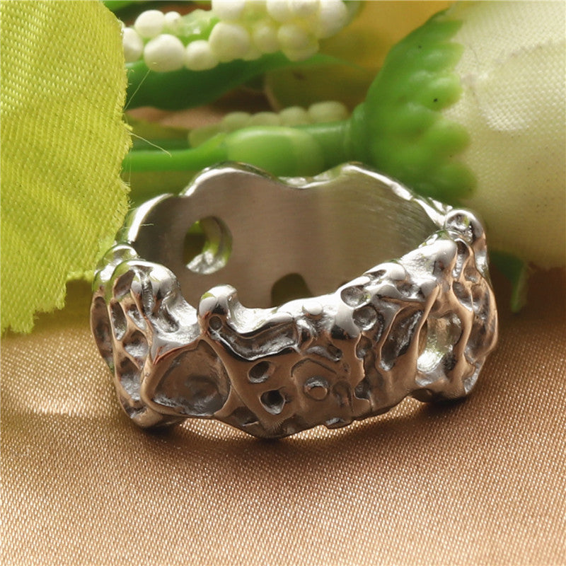 European And American Titanium Steel Tree Figure Rattan Vintage Ring