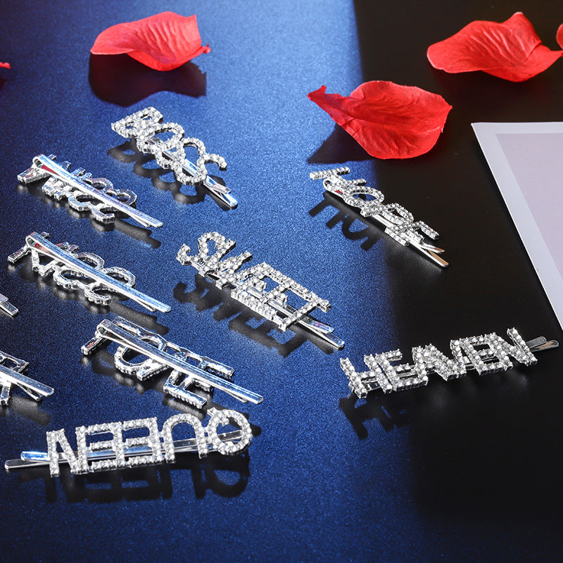 Letra Clip lateral Flequillo Diamante de imitación