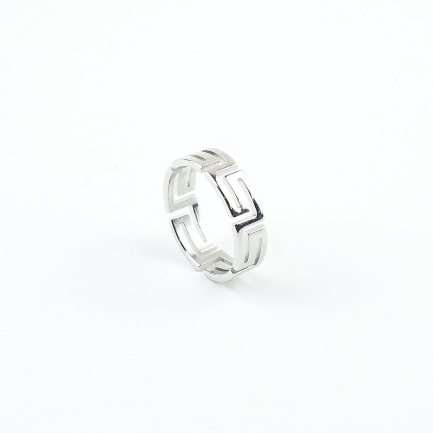 Bague simple à motif de grande muraille pour hommes en acier inoxydable