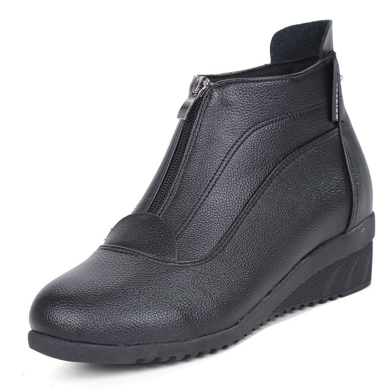 Chaussures de sport à talon moyen et fond souple, bottines de danse pour personnes d'âge moyen et âgées, bottines à fermeture éclair