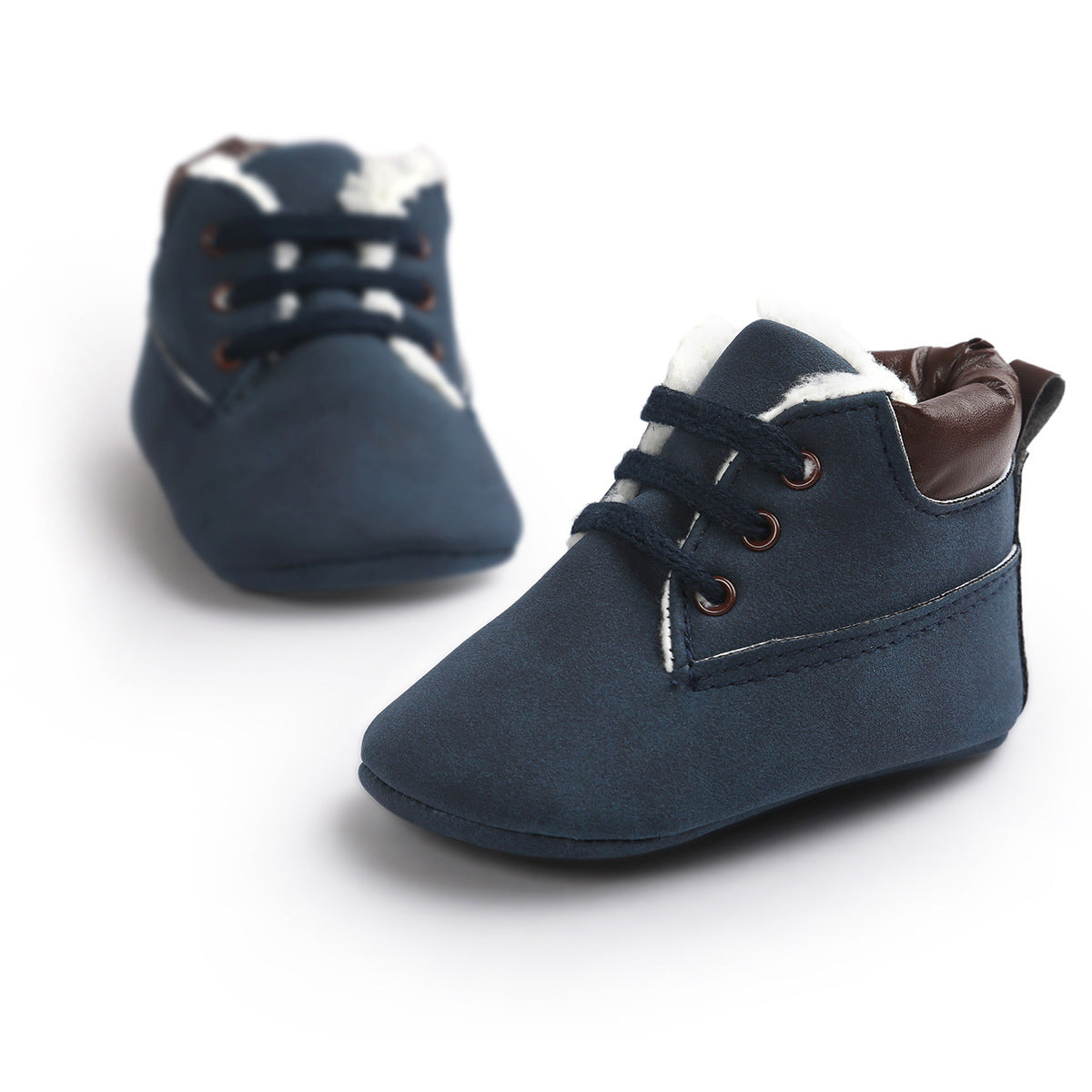 Chaussures d'hiver en daim et cuir pour bébés garçons, baskets antidérapantes à semelles souples, bottes de neige chaudes pour bébés 