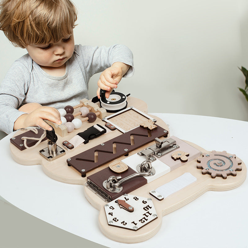 Bear Busy Board – jeu mural Montessori pour enfants, jouets