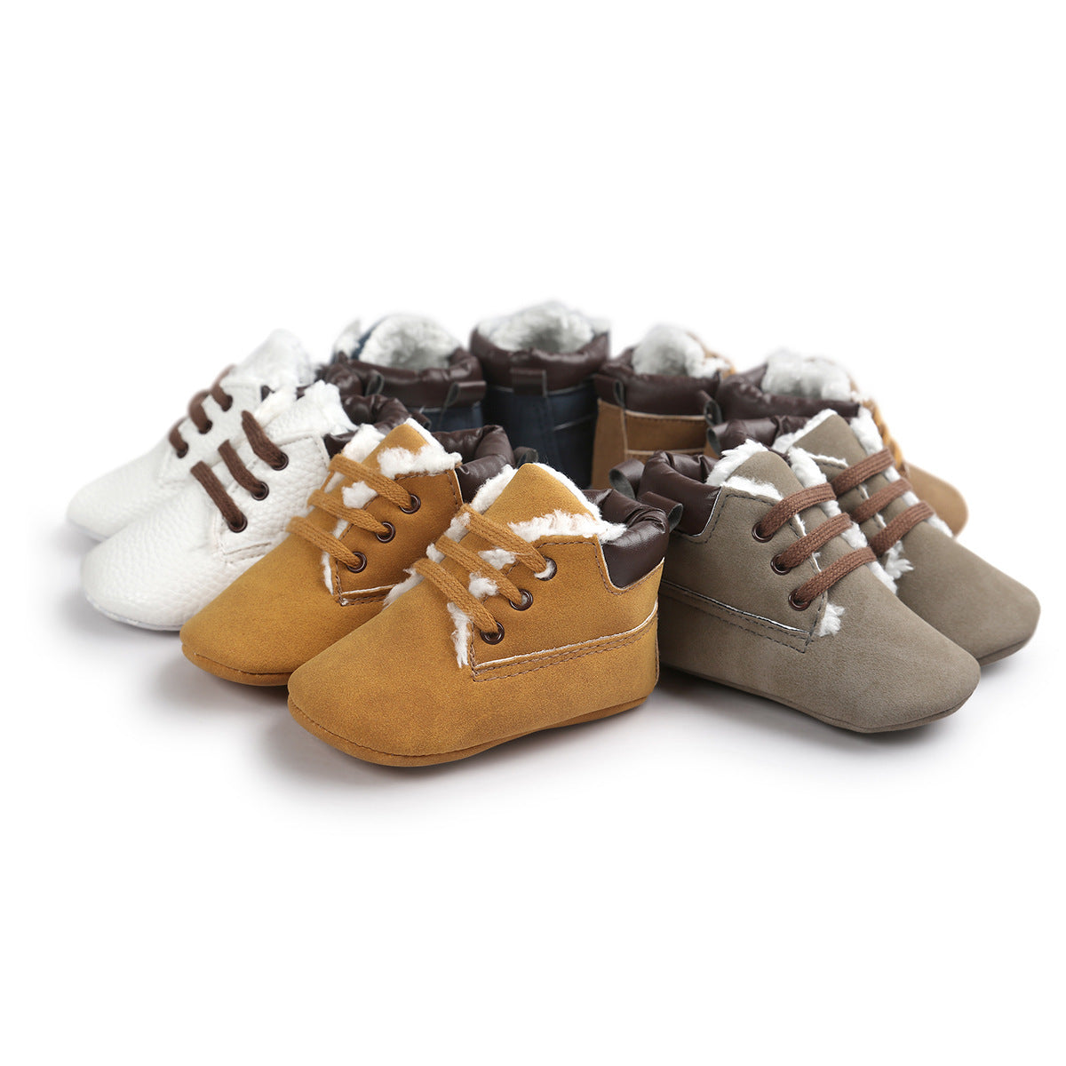 Chaussures d'hiver en daim et cuir pour bébés garçons, baskets antidérapantes à semelles souples, bottes de neige chaudes pour bébés 