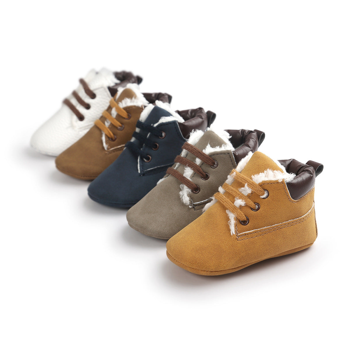 Chaussures d'hiver en daim et cuir pour bébés garçons, baskets antidérapantes à semelles souples, bottes de neige chaudes pour bébés 