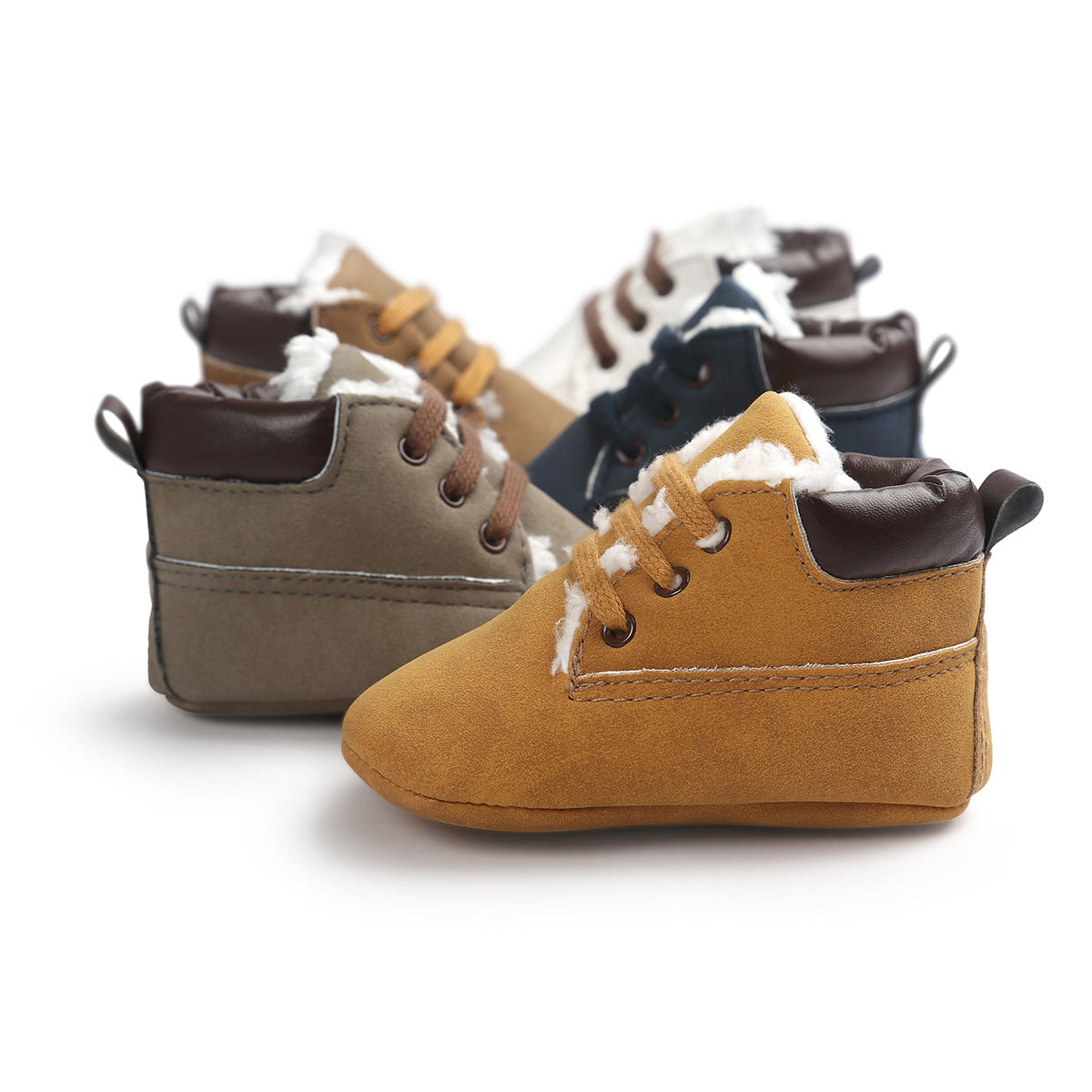Chaussures d'hiver en daim et cuir pour bébés garçons, baskets antidérapantes à semelles souples, bottes de neige chaudes pour bébés 