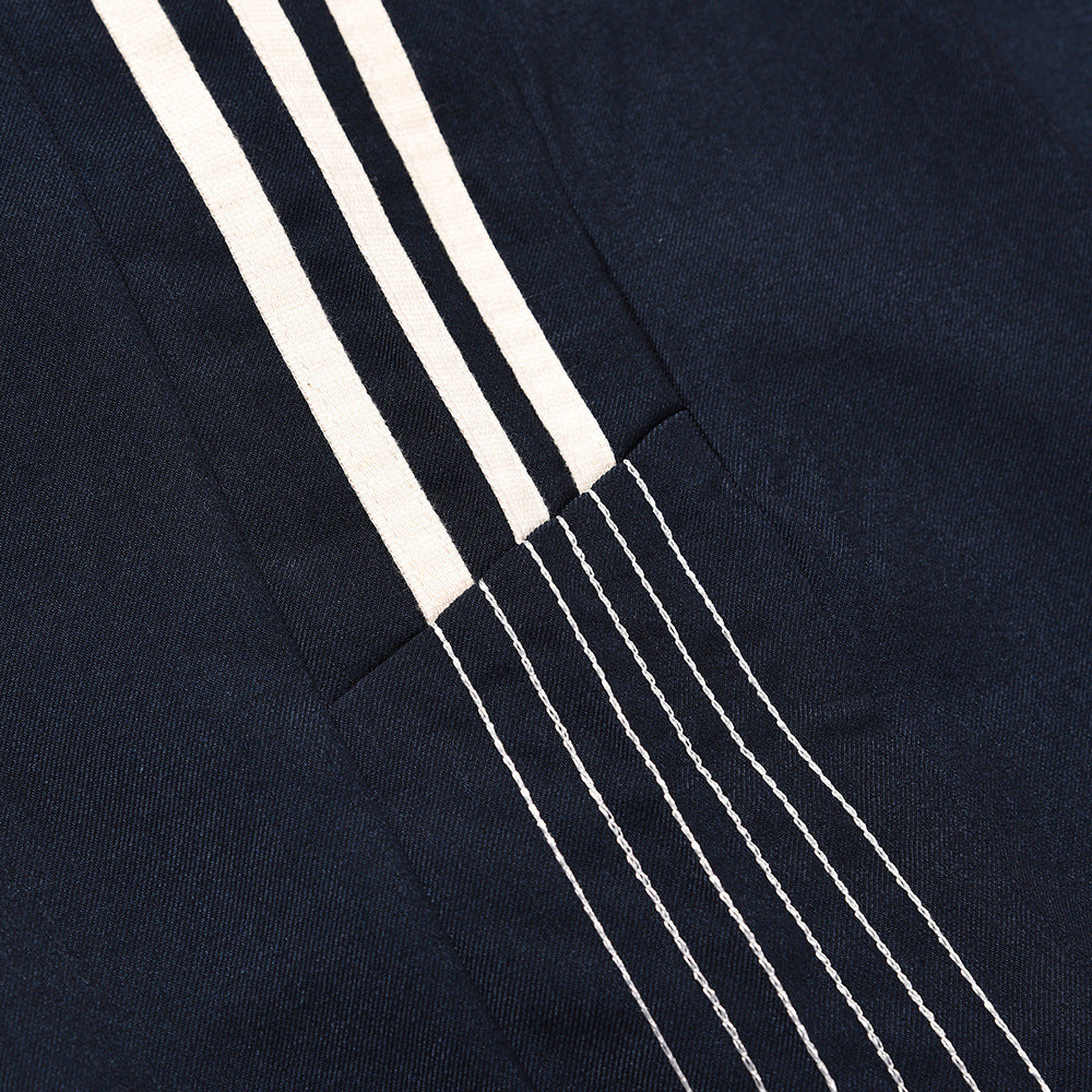 Men's Loose Color Contrast Patchwork Side Striped Sports Straight Trousers