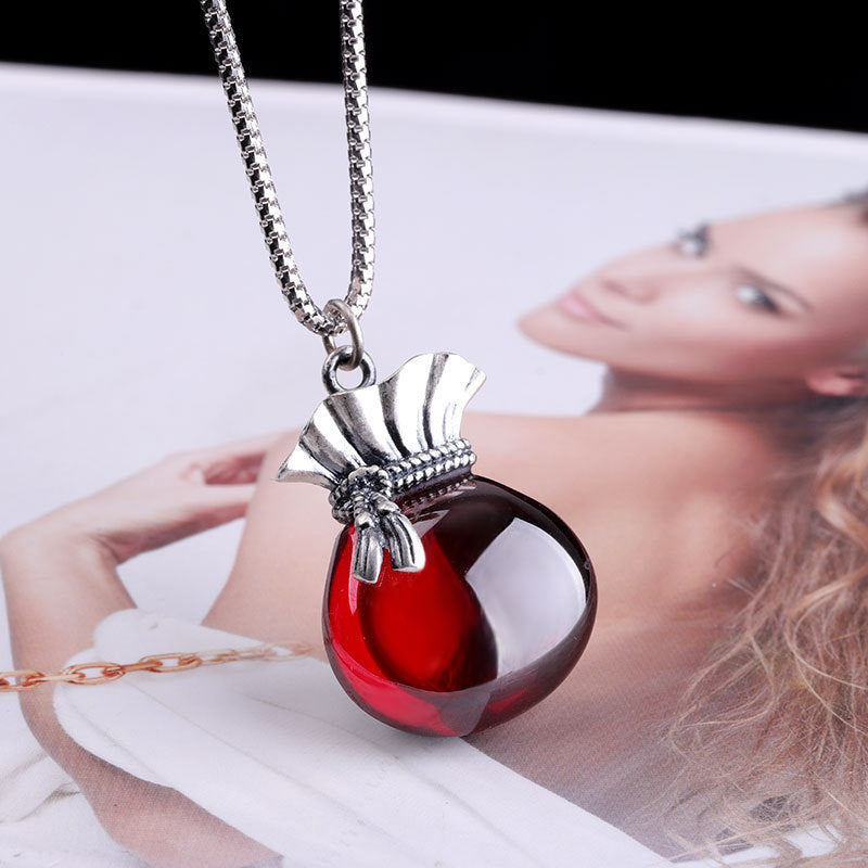 Accesorios de plata Collar Mate Sección artesanal Azul San Colgante de bolsa de dinero para mujer
