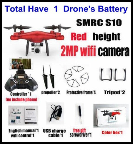 Promotion des ventes WiFi 2MP caméra avec S10 SMRC FPV quadrirotor Drone hélicoptère UAV Micro télécommande jouet RACER KIT avion