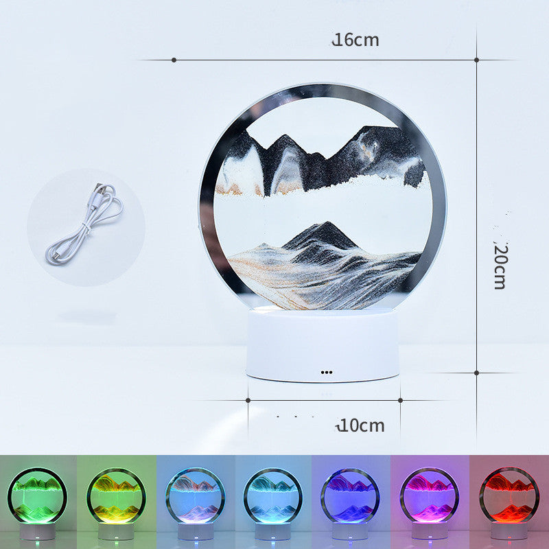 Lámpara de reloj de arena de decoración dinámica de pintura de arena movediza de escritorio